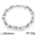 Bracelet chaîne en acier titane poli argenté, largeur 6mm, longueur 200mm, homme - Modèle A Bracelet Couleur Acier