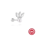 Elegant S925 sterling silver stud earring with white pearl and marquise-cut cubic zirconia - #1 Crown Zirconia Pearl Style / White Gold
