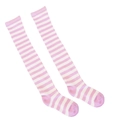 Calze parigine da donna a righe bianche e rosa, stile cosplay e moda giapponese - Righe Sottili Rosa Viola e Bianche