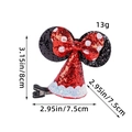 Fermaglio per capelli Minnie di Natale con paillettes rosse e fiocco a pois - Fermaglio per Capelli a Cappello Appuntito con Orecchie Tonde in Paillettes Rosse
