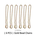 Set of 6 golden ball chain connectors for DIY keychains, size 2x142mm for ornaments - Gold Bead Chains (6 Pcs)