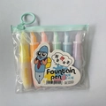 Mini pill-shaped highlighter set with 6 candy colors in a clear portable zipper pouch - Fountain Pen Style