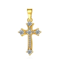 Dettaglio del ciondolo a croce placcato oro con intarsio in zirconi micro-pavé lucidi - Stile 1 / Oro