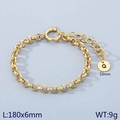 18k gold plated stainless steel bracelet with letter Q pendant and round buckle - Gold - Letter Q (KB186380-Z)