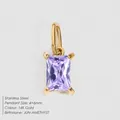 Stainless steel 14K gold plated rectangular purple zircon pendant charm for DIY jewelry - June Light Purple / Gold