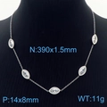 Silver teardrop necklace with five marquise-cut clear stones, 390x1.5mm, weight 11g - Steel Color Marquise Gemstone Necklace (KN237378-KLX)