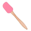 Pink silicone spatula with natural wooden handle and hanging hole for kitchen baking - Pink Silicone Style 2