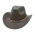 Detailed view of grey wool felt western cowboy hat with a sparkling rhinestone hatband - Gray