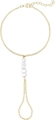 Elegante bracciale anello placcato oro con cinque perle bianche e chiusura a moschettone - Stile perla irregolare dorato