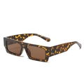Classic rectangle tortoiseshell sunglasses with brown lenses and retro flat top thick frame - Leopard Frame / Tea Lens