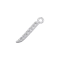 Macro detail of silver curved pendant with cubic zirconia and attachment loop - White Gold 02