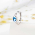 Orecchino a cerchio argento con zircone blu ovale incastonato dal design raffinato - Blu (Pezzo Singolo)