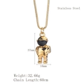 Gold plated stainless steel astronaut pendant necklace with black mask and chain - Gold