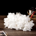 Elegant white floral clutch evening bag with 3D fabric petals and silver ball clasp - White