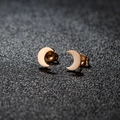 Minimalist polished golden stainless steel crescent moon earrings on a black background - 002 Rose Gold Moon