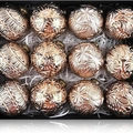 Set of 12 vintage silver and bronze Christmas ornaments with embossed floral patterns - Brown