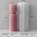 Vertical striped column silicone mold for handmade candles with pink wax sample - Striped Cylinder Mold J-5104