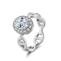 S925 sterling silver ring with oval zircon and anchor link band in silver finish - Lzr29-p-6