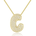 Goldene Halskette mit 18K Vergoldung und Buchstabe C Anhänger mit Zirkonia-Besatz - Nur Anhänger / Buchstabe C