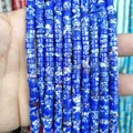 Blue and white patterned cylinder stone spacer beads for DIY jewelry making - Imperial Jasper 1