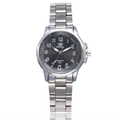 Classic silver alloy steel watch with a black dial and quartz movement for women - Silver Case Black Dial