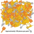Confetti per festa a tema cantiere con 100 escavatori glitterati e attrezzi arancioni - Coriandoli Serie Strumenti da Costruzione (H7135-29)