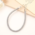 Close-up of grey woven PU leather strap with silver metal hooks for handbag accessories - Grey (K3865)