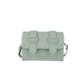 Minimalist mint green square crossbody bag with rose gold buckles and a leather finish - Green