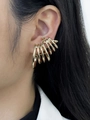 Polished gold multi-layer ear cuff earring with a minimalist parallel ring design - Gold