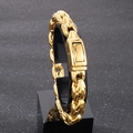 Pulsera de cadena de 10mm de acero inoxidable dorado para hombre en soporte de exhibición - Dorado (KB180068-KJX)