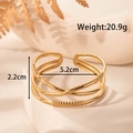 Gold stainless steel multi-layer wrap cuff bracelet with minimalist hammered texture - Multi Layer Intertwined Style (YB-114)