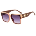 Occhiali da sole quadrati chic con montatura rosa pesca e lenti viola sfumate - Montatura Rosa Lenti Grigie Sfumate