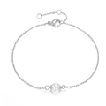 Pulsera de cadena minimalista de acero inoxidable con perla blanca y cierre de langosta ajustable - Color Acero