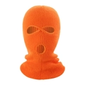 Winter orange knitted 3-hole Balaclava mask for outdoor skiing and cycling warmth - 3-Hole Design / Orange