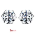 Classic 3mm round cubic zirconia stud earrings with six-prong silver setting, 1 pair - 3mm-Pair