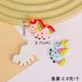 Rainbow unicorn resin charms in pink and blue for DIY hair clips and phone cases - 10pcs/Pack / Mixed Color Full Body Unicorn