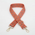 Adjustable orange and grey herringbone jacquard strap with golden swivel hooks - Style 167 - Orange Grey Pattern (Gold Hook)