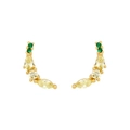 Chic S925 silver fruit stud earrings with green and yellow zircons in gold setting - Banana