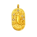 Scorpio oval pendant with 18K gold hammered finish and embedded white stones - Scorpio-Gold