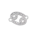 Close-up of silver Cancer zodiac connector with white zircons for DIY jewelry making - Silver Cancer