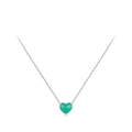 Minimalist S925 silver necklace with a heart-shaped pendant in mint green enamel - Green