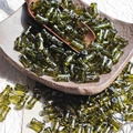 Bamboo-shaped dark green glass bead with white cloud patterns for DIY jewelry - Transparent Dark Green (Brushed 6x12mm)
