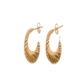 Golden crescent earrings with radial texture and 18K gold plated stainless steel - Radiant Pattern C-Shape Style (KD013)