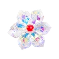 Rainbow crystal flower chime pendant with multi-faceted petals and red center stone - Single Maple Leaf Flower Decor / 45.5mm / AB Color