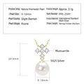 9-10mm natural pearl necklace with moissanite star in S925 silver finish - Cross / K Yellow Gold