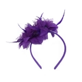 Vintage purple carnival headband featuring feathers, lace, and handmade satin flowers - Purple Feather Headband