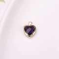 Classic gold plated copper heart shaped crystal pendant in deep purple for DIY jewelry - Violet