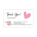 Detail of pink hearts thank you card for small business orders with handmade love seal - K-28/White Pink Heart