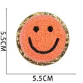 5,5 cm oranje chenille smiley patch met gouden pailletten voor kledingdecoratie - Oranje smiley (Nr. 22)