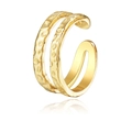 Ear cuff de doble capa bañado en oro de 18K con textura martillada y banda interior lisa - Estilo de Doble Capa Martillada (SR21061704G)